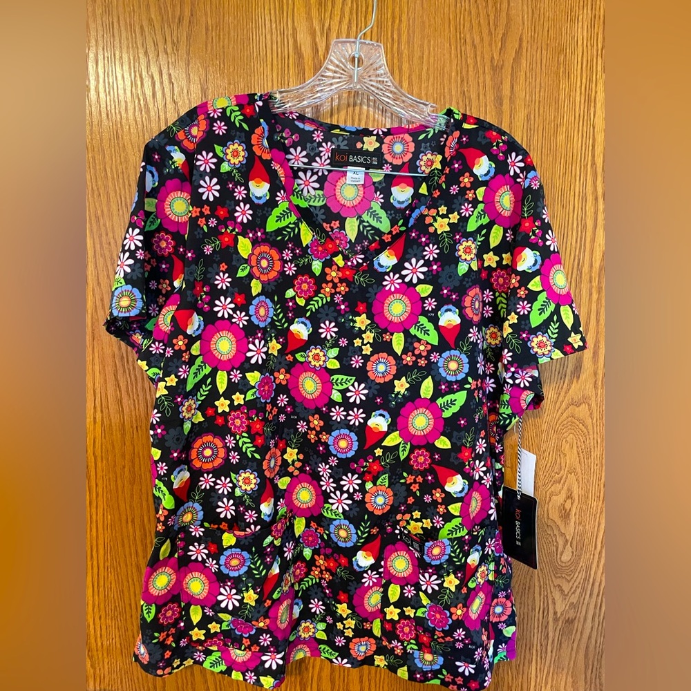 Koi Garden Gnome Scrub Top